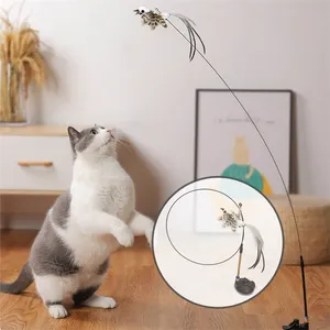 Simulation Bird Cat Toy Interactive Funny Feather Bird with Bell Sucker Cat Stick Toy Kitten Playing Teaser Wand Toys for Cats 220423