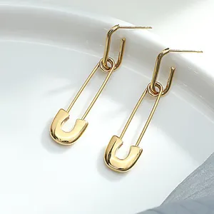 Dangle & Chandelier Stainless Steel Simple Pins Drop Earrings For Women Ladies Fashion Unusual Ear Rings Jewelry Vintage Punk Cross EarringD