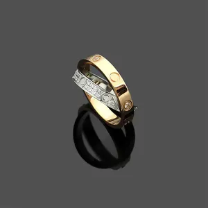 Brand New Cross Crystal Love Ring Fashion Couple Rings For Men And Women High Quality 316L Titanium Designer Rings Jewelry Gifts