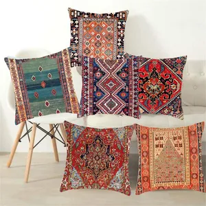Ethnic Persian Carpet Print Linen Pillows Case Bohemian Decorative Geometric Throw Pillows Sofa Couch Home Decor 220809