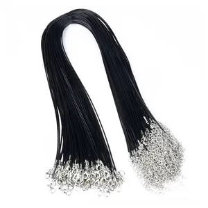 100 Pcs/Lot 1.5MM 2MM Black Wax Leather Snake Necklace Cord String Rope Wire Chain For DIY jewelry Making 45-80cm