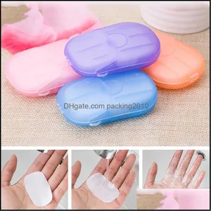 Soaps Bathroom Accessories Bath Home Garden Travel Soap Paper Washing Hand Clean Scented Slice Sheets Disposable Boxed Portable Mini Drop