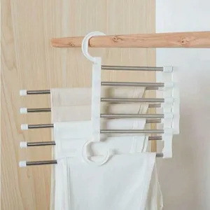 5 Layers Multi Functional Clothes Hangers Pant Storage Cloth Rack Trousers Hanging Shelf Non-slip Clothing Organizer Storage Rack Fast Ship FS4634 C0427
