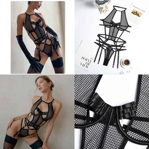 Nxy Sexy Underwear Sexy Lingerie Erotic Mesh Bodysuit Women See Through Halter Sensual Lingerie Sex Suit Hot Porn Exotic Costumes Bodys 220509