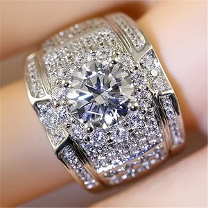 Top New Women Engagement Ring Topaz simulated diamond 10KT White Gold Filled Wedding Band Jewelry