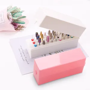 30 Holes Nail Art Drill Storage Box Grinding Polish Head Bit Holder Display Nail Drill Bits Organizer Nail Stand Manicure Manege