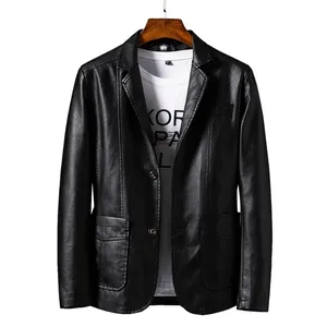 Men Autumn Motorcycle Causal Vintage Leather Jacket Coat Men Fashion Biker Button Pocket Design PU Leather Jacket Men 6XL 201128