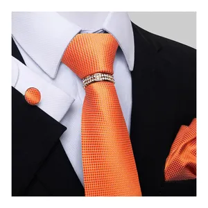 Bow Ties Luxury Silk Festive Gift Tie Handkerchief Pocket Squares Cufflink Set Clip Necktie Paisley Male Fit BusinessBow