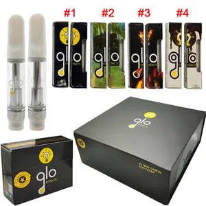 GLO Extracts Vape Cartridges 0.8ml 1ml Empty Vapes Pen Carts NEWEST Packaging 510 Thread Thick Oil Cartridge Atomizers Glass Tanks Vaporizer Magnetic Display Box