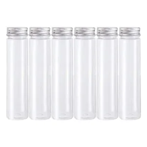 Storage Bottles & Jars 6pcs/12pcs 32x143mm Transparent Plastic Test Tube With Lids Flat Bottom Laboratory Wedding Favors Spice Tuorage