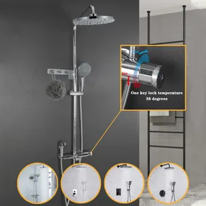 Thermostatic Shower Faucet Chrome Bathroom Shower Mixer Set Waterfall Rain Shower System Bathtub Faucet