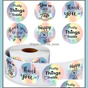 Adhesive Stickers Tapes Office School Supplies Business Industrial 500Pcs 3.8Cm Round Labels Teacher Thank You Sticker Baking For Wedding