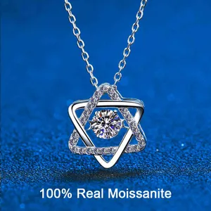 14K White Gold Real GRA Moissanite For Women 925 Sterling Silver 05ct Lab Diamond Necklace Fine Jewelry