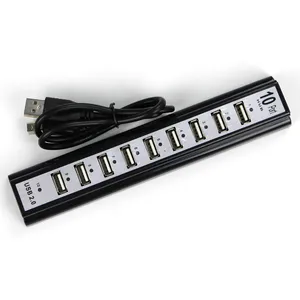 10 Ports USB Hub 480Mbps High Speed USB 2.0 Hubs with Power Supply Adapter Computer Peripherals for PC Laptop Notebook