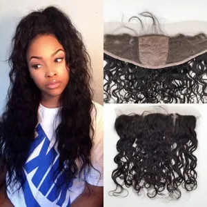 13*4" Ear To Ear Silk Base Frontal Closure With Bleached Knot Water Wave Virgin Malaysian Hair Silk Top Frontal Closure With Baby Hair