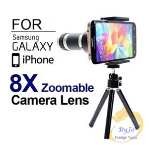 8x Zoom Telescope camera objective Phone Lens For iPhone 6 6plus 5s Samsung S6 S5 Optical Telescope Camera Kit + Mini Tripod