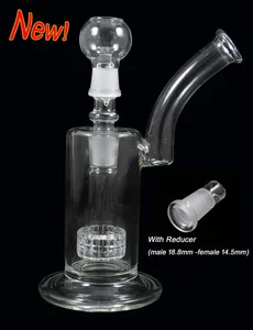 D020-D 9 Inches bubbler glass bong sidecar percolator water smoking pipe handmade two functions