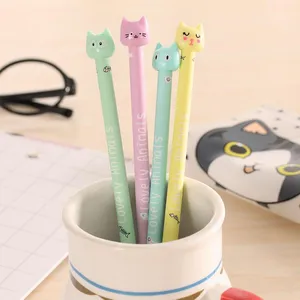 hotsale school office supplies korean stationery cute creative cartoons cats black ink gel pens signature pens writing supplies