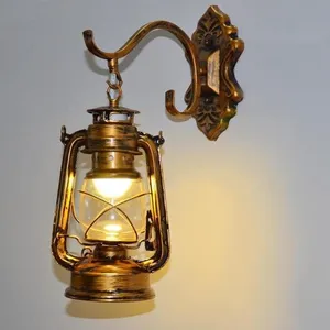 antique Copper Vintage Lantern Wall Lamp Personalized Kerosene Lamp Fashion Iron Wall Lights Cafe aisle lights LLFA