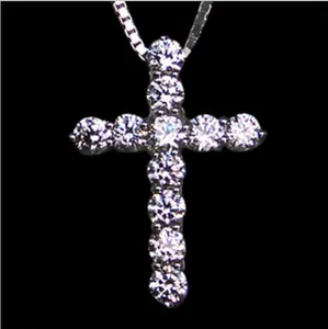 High Quality Wedding Jewelry Sona Simulated Diamond Cross Necklace For Women Diamond Crossing Pendant