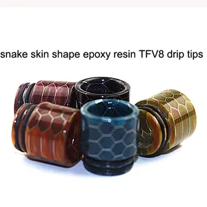 Snake Skin Shape Epoxy Resin TFV8 Drip Tip 810 Drip Tips with Box Package fit TFV8 Big Baby TFV12 Atomizer Vape ecigs DHL