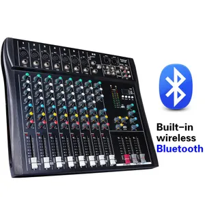 Freeshipping Professional 8channel DJmixer console 48V phantom power supply with flash disk MP3 player with multi-effect reverb