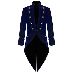 Velvet Bule Swallow Tailed Coat Custom Made Fashion Men Suits Formal Party Prom Blazer Latest Coat Pant 2017 Hot SaleJacket+Pant