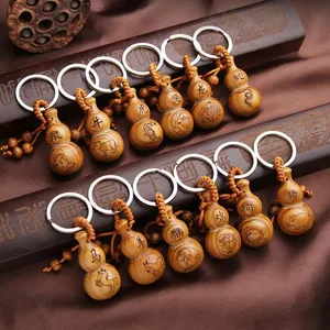 Gourd key ring pendant twelfth zodiac solid wood keychain creative gift car key chain ornaments KR107 Keychains mix order 20 pieces a lot