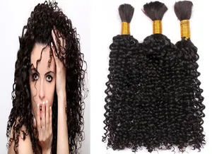 300g Human Braiding Hair Bulk No Attachment Mongolian Afro Kinky Curly Bulk Hair For Braiding 3Pcs Crochet Braids YUNTIAN HAIR