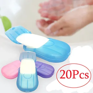 New 20pcs Outdoor Travel Soap Scented Slice Sheets Paper Washing Hand Bath Clean Wash Care with Case for Camping Hiking LF055