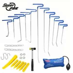 11 pcs blue PDR Rods Hooks Car Crowbar Pump Wedge PDR Toolkit Paintless Dent Repair Tools Profession Dent Removal Tool Set
