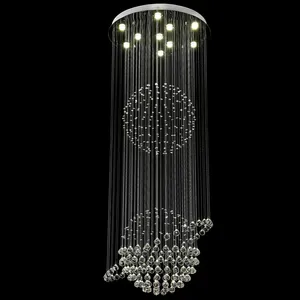 Luxury Modern Stair Lighting Long Crystal Chandelier Large Flush Mount LED Indoor Hallway Light Fixture Hanging Cristals Lustre