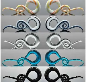 BOG-High Qaulity Pair Glass ear hanger weights gauges taper twist ear plugs ear stretcher expander Glass tunnel Plugs