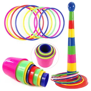 Kids Fun Game Classic Intelligence Toys Baby Stacking Rings Children Ring Toss Cast Throw Circle Set Parent-child Interaction Toys