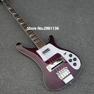 Custom 4 Strings Purple Burst 4003 Electric Bass Guitar Chorme Hardware, Triangle Pearl Inlay, Rosewood Fingerboard