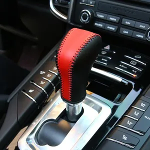 Genuine Leather Center Console Gear Shift Handle Sleeve Decoration Cover Trim for Porsche Cayenne 2011-17 Car accessories