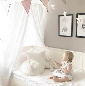 Nordic Style Cotton Linen Baby Mosquito Net Hanging Dome Bed Curtain For Living Room Home Sofa Tent 240cm Baby Kid Bedroom Decor