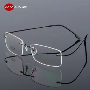 UVLAIK Rimless Titanium Eyeglasses Frames Women Men Flexible Optical Frame Prescription Spectacle Frameless Glasses Eye glasses
