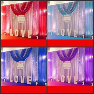 10ft*20ft Wedding Party Stage Celebration Background Satin Curtain Drape Pillar Ceiling Backdrop Marriage decoration Veil 3M*6M