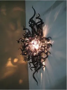 Classic Black Arts Lamp 100% Handmade Murano Glass Lamps for Bedroom Living Room LED Wall Sconce Lighting