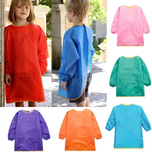 Children Aprons Bib Dress Clothes Baby Waterproof Long Sleeve Smock Kids Eating Meal Painting Burp Cloths 7 color WX9-773