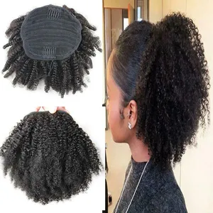 Afro Kinky Curly Weave Ponytail Hairstyles Clip ins drawstring Ponytails Extensions New hair afro ponytail short high pony hairpiece 4 color