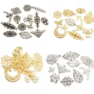 Variety Color 50pcs Filigree Wraps Metal Connectors Crafts for Jewelry Making Earring DIY Accessories Charm Pendant