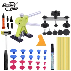 Super PDR Tools Auto Dent Puller Suction Cup Car Dent Pulling Bridge Paintless Dent Removal Kit Rubber Hammer Glue Tabs & Sticks