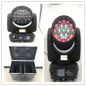 2 pieces with flightcase Disco led light 19x15w 4in1 RGBW 3 zone ring control led moving head zoom wash light