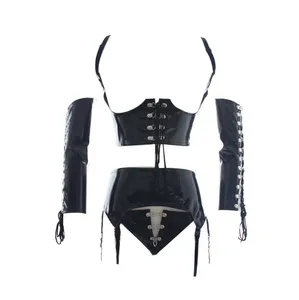 New Adult Women BDSM Erotic PU Leather Arm Bondage Restraint Harness Body Fetish Slave Clothes Suit Flirt Lingerie Sexy Bodysuit