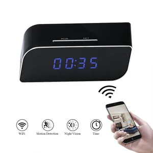 32GB memory WiFi Alarm Clock Camera Full HD 1080P Wireless IP Security Desk Table Clock pinhole Camera Real Time View Night Vision On iOS Android APP Cam PQ169