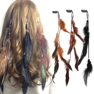 3Pcs/set Women Feather Hairband Hair Comb Clips, Boho Headband Headpiece Bohemian Tassel Hair Accessories Folk Hairgrips