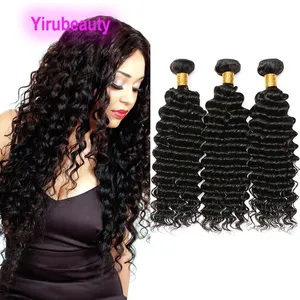 Peruvian Human Virgin Hair 10pieces/lot Deep Wave Curly Hair Extensions 10 Bundles Wholesale Double Wefts Natural Color 1B