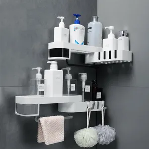 Corner Shower Shelf Creative Seamless Rotating Tripod Home Wall-mount Storage Rack Multifunction Bathroom Accessories Sets Kitchen Storage